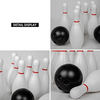 Large Kids Plastic Bowling Set Indoor/Outdoor Family Sports 10 Bottles 2 Balls