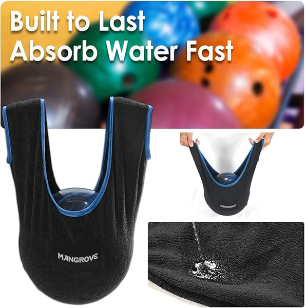 Bowling Ball Polisher Microfiber Bowling Towel See-Saw for Bowlers Large Washable Bowling Shammy Seesaw Ball Cleaner Holder Bag