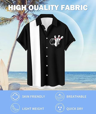 Hawaiian Bowling Shirts for Men Short Sleeve Button Down Shirt Casual Beach Summer Shirts