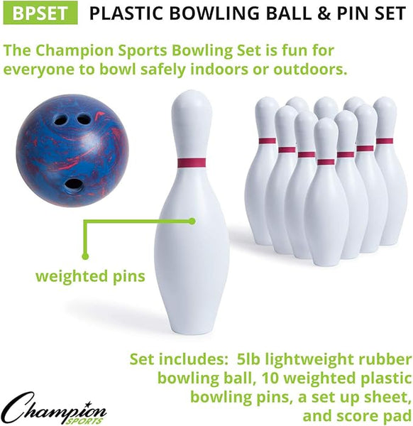 Champion Sports Bowling Set with Plastic Pins