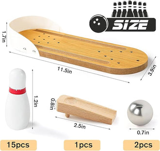 3 otters Mini Bowling Set Wooden Tabletop Bowling Game Desk Toys Desktop Bowling Home Bowling Alleys Desk Gifts for Coworkers Fun Gag Gifts