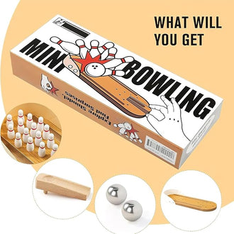 3 otters Mini Bowling Set Wooden Tabletop Bowling Game Desk Toys Desktop Bowling Home Bowling Alleys Desk Gifts for Coworkers Fun Gag Gifts