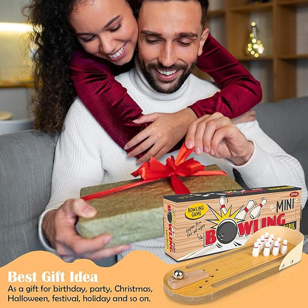 Mini Bowling White Elephant Gifts for Adults Useful Stocking Stuffers for Teens Adults for Men Women Who Have Everything Teens Boys Table Top Set Wooden Desktop Tiny Bowling Fun Gag