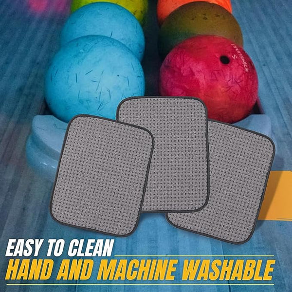 (3-Pack Microfiber Bowling Ball Towel - 10 Inches x 8 Inches Premium Quality Bowling Ball Shammy Pad with Easy-Grip Dots - Clean Bowling Ball from Dirt and Oil to Improve Grip and Precision