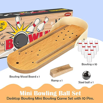 Mini Bowling White Elephant Gifts for Adults Useful Stocking Stuffers for Teens Adults for Men Women Who Have Everything Teens Boys Table Top Set Wooden Desktop Tiny Bowling Fun Gag