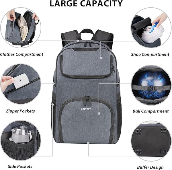 Bowling Backpack - Single Ball Bag with Shoe Compartment & Protective Foam Padded Fits Shoes Up to US Mens Size 16