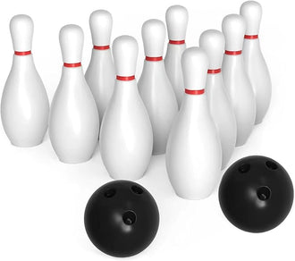 Large Kids Plastic Bowling Set Indoor/Outdoor Family Sports 10 Bottles 2 Balls