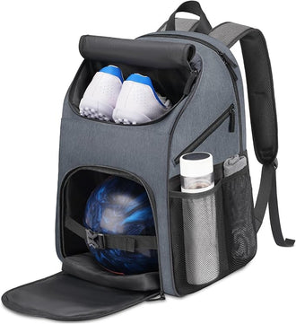 Bowling Backpack - Single Ball Bag with Shoe Compartment & Protective Foam Padded Fits Shoes Up to US Mens Size 16